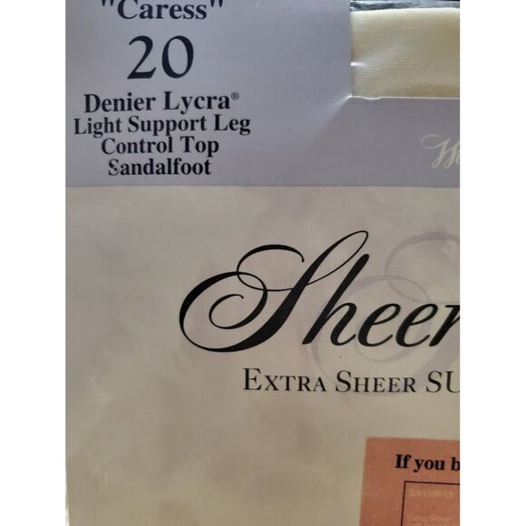 JCPenney Sheer Caress Extra Sheer Control Top Pantyhose Queen Short 40 Bone - Picture 2 of 4